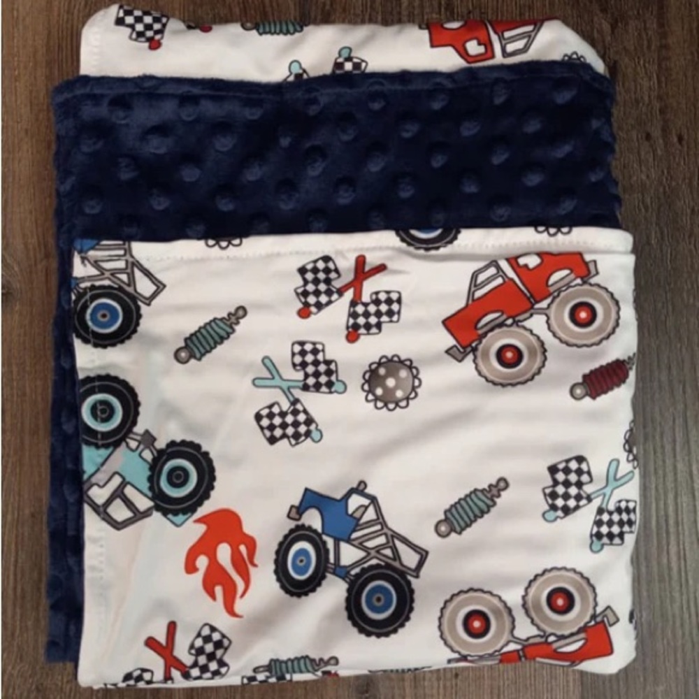 New! Toddler Monster Truck Rally Minky Blanket